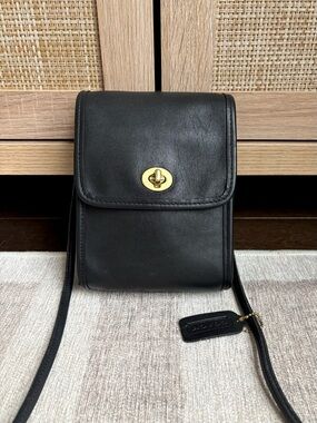 COACH Vintage Scooter Black Leather Crossbody Shoulder Bag Handbag Purse 9893